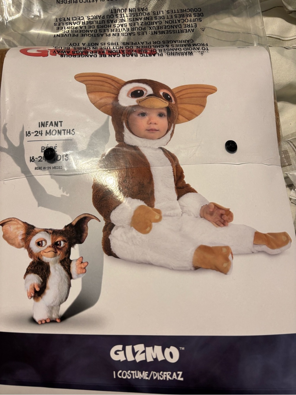 Warner Bros. Gizmo Infant Costume Brown & White Plush